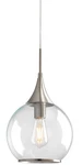 Pendant Light Kitchen Island Br Nickel Fixture Modern W 10" Clear Globe. Fixed Price $55.99.