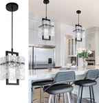 Black Crystal Pendant Light, Modern Water Ripple Glass Chandelier Fixture. Fixed Price $132.99.