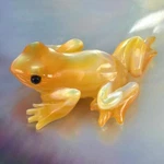 Frog Design Golden Mother-of-pearl Shell Carving For Collection Jewelry 6.17G. Fixed Price $44.00.