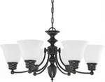 Nuvo 60-3169 6-LIGHTS Mahogany Bronze Chandelier With Frosted White Glass. Fixed Price $267.99.