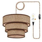 Xininsun Rattan Plug Pendant Boho Wicker Lampshade Hanging Lights Wi.... Fixed Price $54.91.