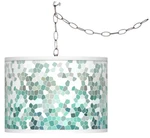 Aqua Mosaic Giclee Glow Plug-in Swag Pendant. Fixed Price $149.99.