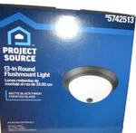 13" Round Ceiling Light Matte Black Frosted Glass Project Source 5742513 Flush. Fixed Price $19.95.