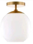 Meyer&crossbartlett In. Brass Semi-flush Mount White Milkglass Shade SF0791. Fixed Price $27.00.