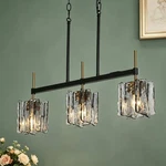 Lnc Echonalyri 3-LIGHT Matte Black Brass Chandelier Geometric Glass Shades. Fixed Price $199.99.