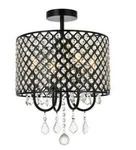 Flush Mount Ceiling 4 Black Round Crystal Shape Bathroom Bedroom Lighting. Fixed Price $247.67.