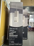 Hampton Bay Hensley 1-LIGHT Satin Nickel Mini Pendant. Fixed Price $40.00.