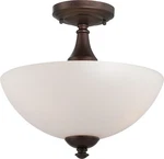 Nuvo Patton 3 Light Semi Flush W/ Frosted Glass, Prairie Bronze 60-5144. Fixed Price $116.99.