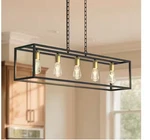 Yansun 5-LIGHT Matte Black Gold Farmhouse Kitchen Island Lighting. Fixed Price $129.00.