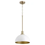 876 Dome Pendants 1-LIGHT In Studio White With Aged Brass. Fixed Price $230.00.