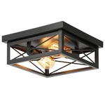 Kondras 2-LIGHT Farmhouse Ceiling Fixture, Industrial Square Flush Moun.... Fixed Price $45.67.