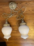 Vintage L&l Double Pendent Ceiling Light Swag Etched Glass 1967. Fixed Price $225.00.