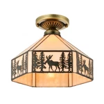 Tiffany Ceiling Vintage Elk Stained Glass Shade Semi Flush Mount Lighting. Fixed Price $89.90.