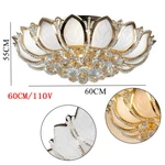 60CM Flush Mount Led Lotus Ceiling Gold Modern 7 Lights Crystal Chandelier. Fixed Price $92.12.