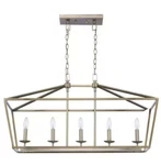 Hdc Weyburn 36" 5-LIGHT Brushed Brass Farmhouse Linear Chandelier Fixture. Fixed Price $118.00.