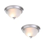 Commercial Electric 13" 2-LIGHT Brushed Nickel Flush Mount Frosted Glass 2-PACK. Fixed Price $32.00.