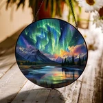 Northern Lights Aurora Stained Glass Suncatcher Forest Window Decor Gift. Fixed Price $28.14.