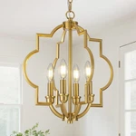 4-LIGHT Brushed Gold Chandeliers For Dining Room, 15.6" Farmhouse Geometric P.... Fixed Price $225.39.