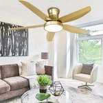 52" Gold Ceiling With Lights Remote, Modern Led Low Profile Fan, Champagn.... Fixed Price $307.90.