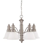 Nuvo Lighting Gotham 5 Chandelier, Frosted White/brushed Nickel 60-3242. Fixed Price $164.98.