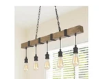 Lnc Wood Beam Chandelier 35.5" 5-LT Brown Linear Farmhouse With Accents. Fixed Price $209.00.