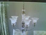 Nib Elegant 24" 5-LITE Crystal Glass Chandelier Ceiling Light (pewter Finish). Fixed Price $299.99.