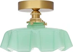 Dsmjfu Brass Semi Flush Mount Ceiling Light Green Glass Small Fixture New!. Fixed Price $74.99.