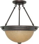 Signature Mahogany Bronze Champagne Linen Glass Led Semi-flush Ceiling Light. Fixed Price $47.99.