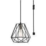 Hampton Bay Brielle 60-WATT 1-LIGHT Matte Black Shaded Pendant -cage. Fixed Price $17.47.