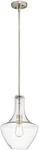 Kichler Everly 15.25" Kitchen Bell Pendant In Brushed Nickel 1LIGHT Clear. Fixed Price $80.00.