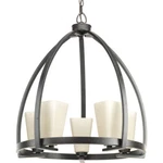 Progress Lighting, Espresso Farmhouse Chandelier Etched Antique Glass Shades. Fixed Price $182.00.
