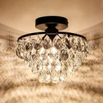 Yyjlx Modern Small Crystal Ceiling Light Fixture Mini Black Semi Flush Mount Cha. Fixed Price $56.61.