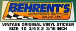 Behrent's Performance Warehouse - Vintage Original Vinyl Decal Sticker Racing. Fixed Price $9.42.