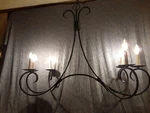 Currey & Company Scrolled Wrought Iron 6 Candle Kitchen Chandelier 43"TX43"LX18D. Fixed Price $999.00.