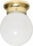 Nuvo SF77/108 6-INCH Polished Brass Ball With White Glass. Fixed Price $24.81.