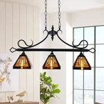 Tiffany Stained Glass Ceiling Pendant Fixture Vintage 3-LIGHT Hanging Lamp. Fixed Price $180.49.