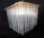 Mid-century Modern Chandelier Triarch International 1414BR Brass Glass. Fixed Price $79.20.