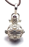 925 Bali Sterling Silver Cage Pendant W/ Brass Bell Xl Choose Stone Indonesia. Fixed Price $24.95.