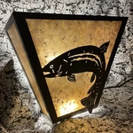 Meyda Tiffany 13" Leaping Trout Sconce Timeless Bronze Light W/ Amber Mica Shade. Fixed Price $194.60.