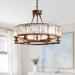 24" Round Crystal Chandelier 6 Lights Brown Pendant Lighting Ceiling Fixtures. Fixed Price $169.49.