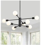 Black Modern Sputnik Chandelier 8 Light Farmhouse Mid Century Pendant. Fixed Price $55.00.