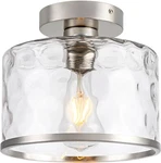 Modern Semi Flush Mount Ceiling Light Industrial Clear Hammered Glass Lampshade. Fixed Price $23.51.