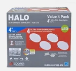 Halo HLBSL4 4IN Adjustable Cct Canless Ic Led Recessed Light Kit Dimmable 4-PK. Fixed Price $34.95.