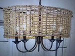 Rennnsan Eden 5-LIGHT Boho Farmhouse Cylinder Rustic Drum Hand-woven Chandelier. Fixed Price $94.95.