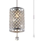 Surpars House Plug In Pendant Light Silver Crystal Chandelier With 14.8' Cord. Fixed Price $42.35.