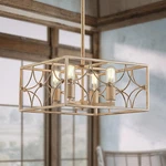 4-LIGHT Square Chandelier Pendant Ceiling Antique Wood Grain, Round. Fixed Price $40.91.