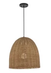 Hampton Bay Highler 60W Matte Black Hanging Pendant Light Natural Rattan Shade. Fixed Price $85.00.
