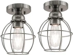 New! 2-PACK Yaokuem Semi Flush Mount Ceiling Modern Light Fixture, Nickel Finish. Fixed Price $12.95.