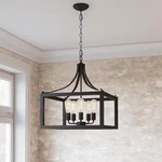 Hampton Bay Boswell Quarter 20 In. 5-LIGHT Distressed Black Farmhouse Pendant. Fixed Price $112.49.