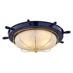 Vaxcel Orleans 2 Light 15"W Flush Mount, Navy Blue/gold/frosted Glass - C0316. Fixed Price $189.99.